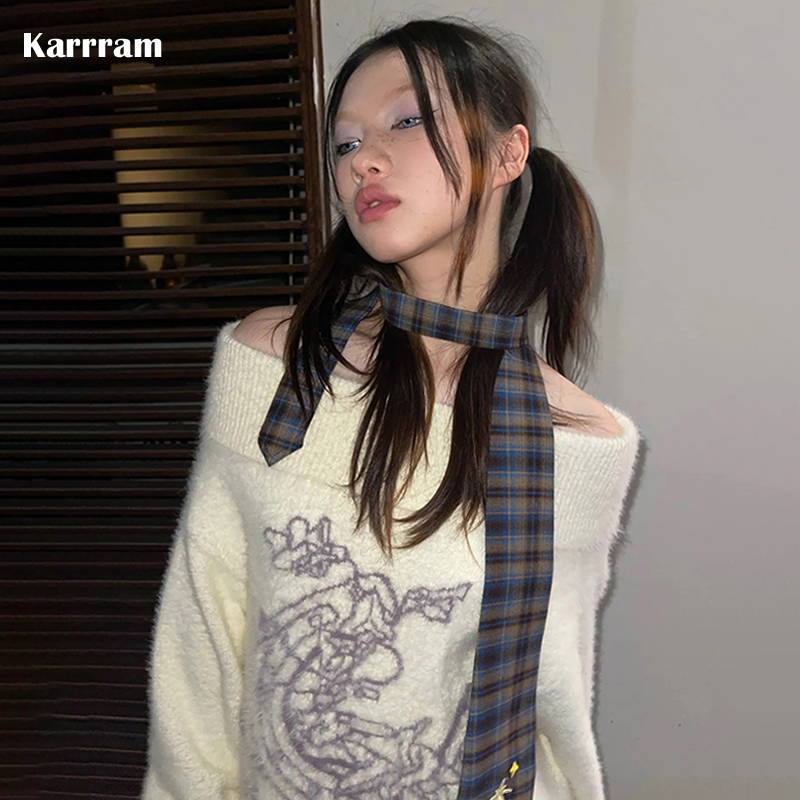 Karrram Japanese Y2k Embroider - огляд і ціна Turtleneck Knit 90S