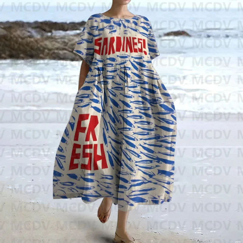 Japanese Vintage Fish Art Prin - огляд і ціна Vintage Fashion Women Dresses