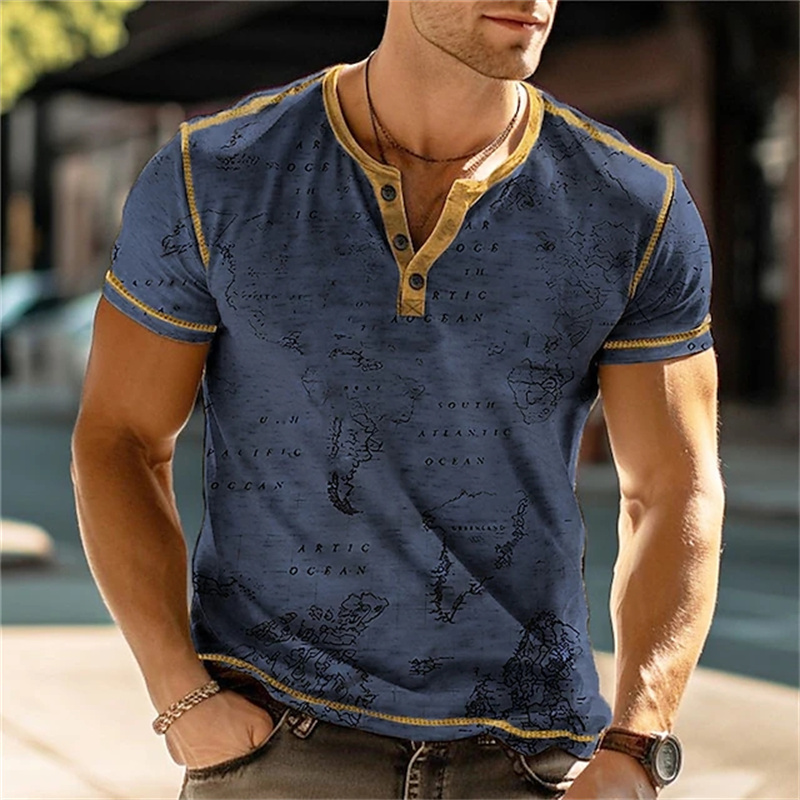 Men's Henry Shirts Funny 3D Pr - огляд і ціна Vintage Fashion For Mens