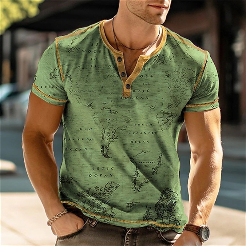 Men's Henry Shirts Funny 3D Pr - огляд і ціна Vintage Fashion For Mens